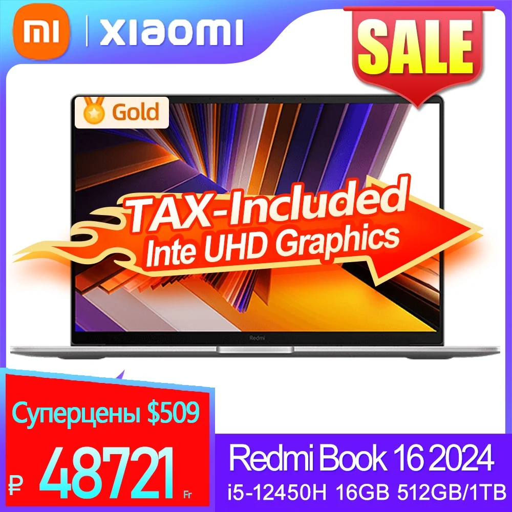 Redmi Book 16 intel i5 12450H 16GB RAM 512GB SSD 16inch 1920*1080P 60Hz Screen