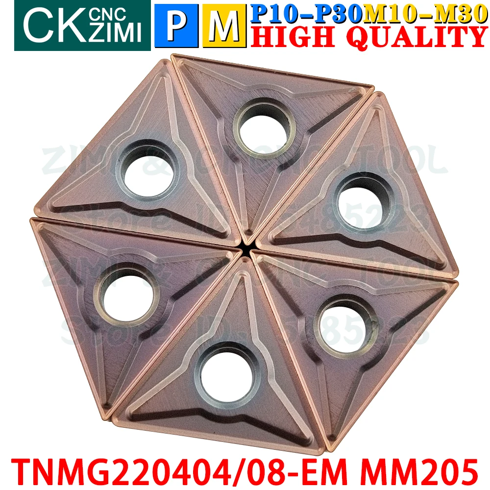 

TNMG220404-EM MM205 TNMG220408-EM MM205 Твердосплавные пластины Внешние токарные пластины Инструменты TNMG2204 TNMG 2204 EF EM MM205 Механический токарный станок с ЧПУ Токарный режущий инструмент