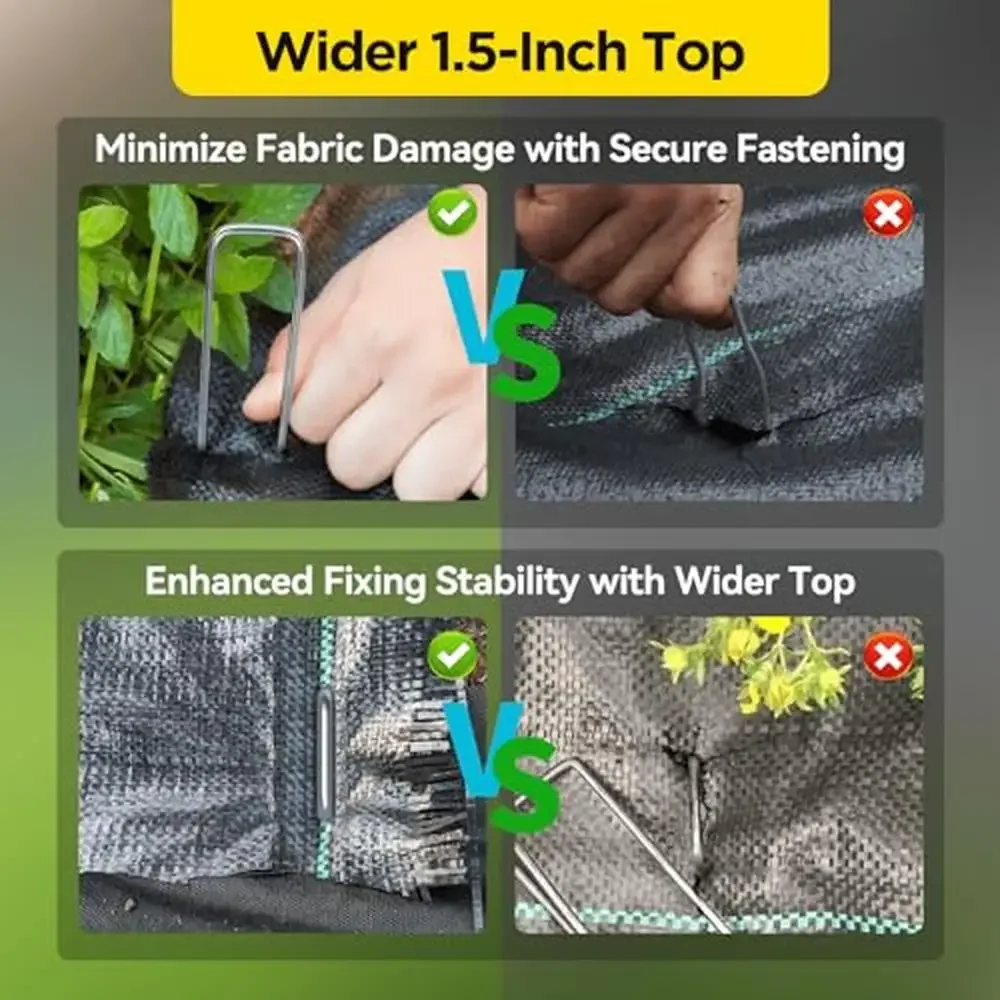 Galvanized 8 Inch Circle Top & U-Pins Combo Thicker 8 Gauge Wider 1.5-Inch Landscape Fabric Staples（60）