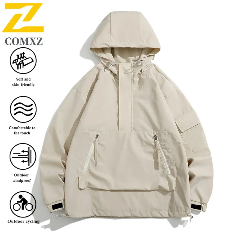 EiAO Flight Jacket Couple's Water-Resistant Windproof Breathable Workwear Coat for Outdoor Daily Wear Hooded Spring Jackets 2025