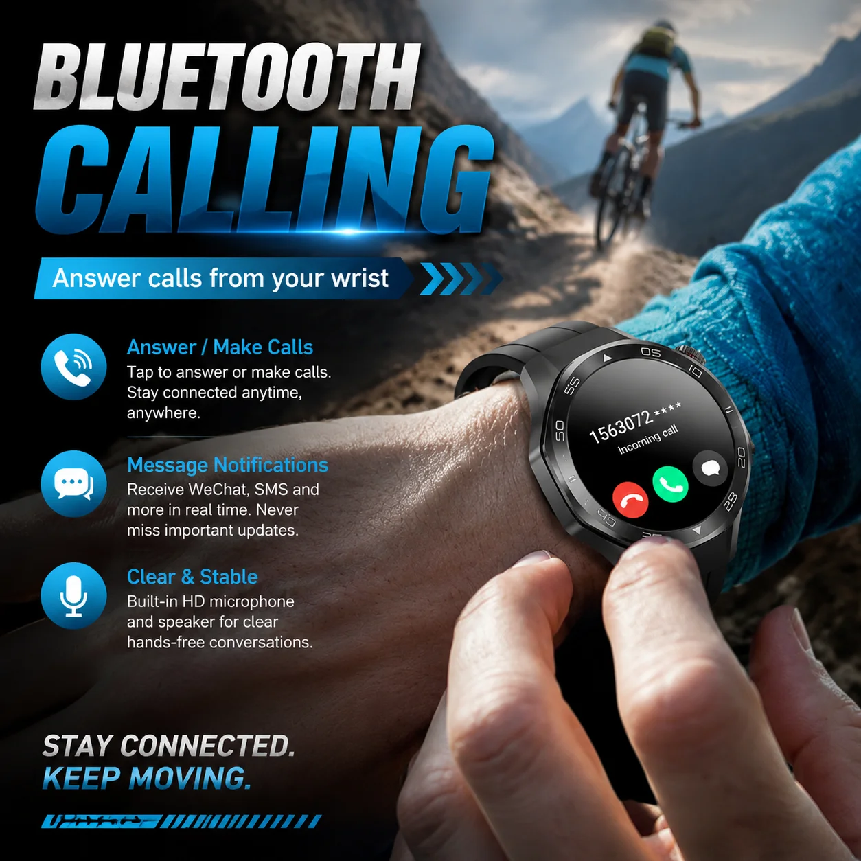 Smart Watch 6 Uomo Smartwatch GPS Track 3ATM Impermeabile Chiamata Bluetooth Frequenza cardiaca Bussola Altimetro Multi Sport Fitness Watch - Image 6