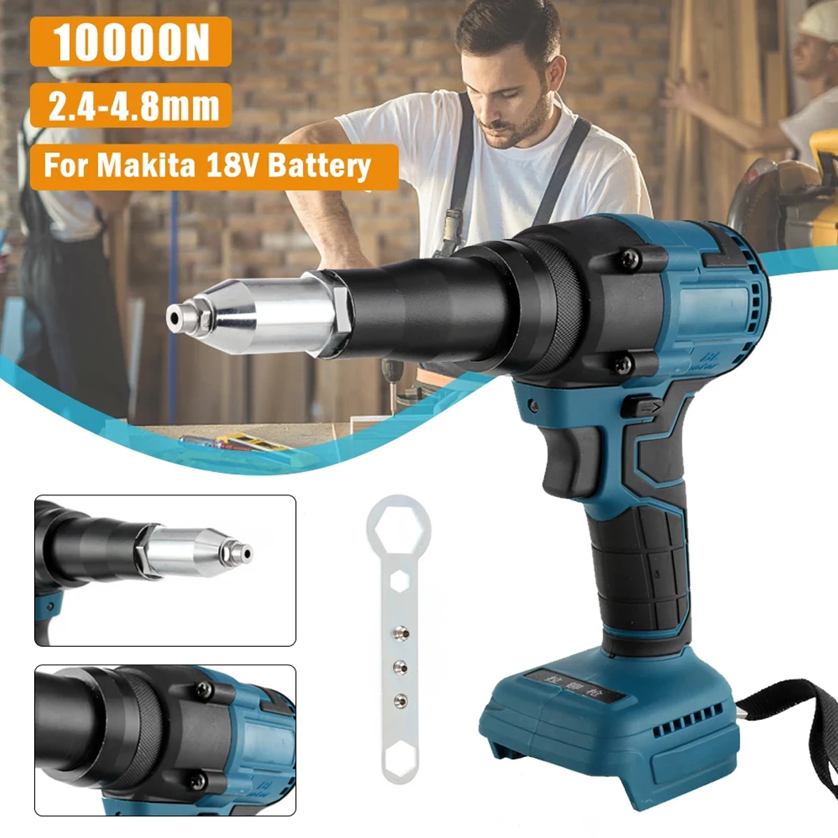 Brushless Electric Rivet Gun 2.44.8mm Cordless Rivet Nut Gun Power
