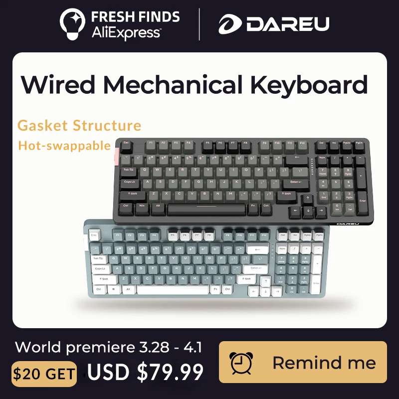 DAREU Split Wired Mechanical Gaming Keyboard 98 Keys Hotswappable Gasket Structure RGB Macro Set Gamer Accessories for Laptop PC |