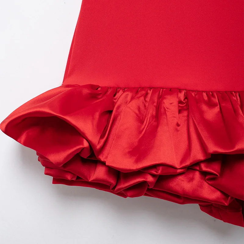 Elegant Sleeveless White Short Dress Women Slim O-neck Backless Ruffles Hem Party Evening Dresses Summer Lady Streetwear