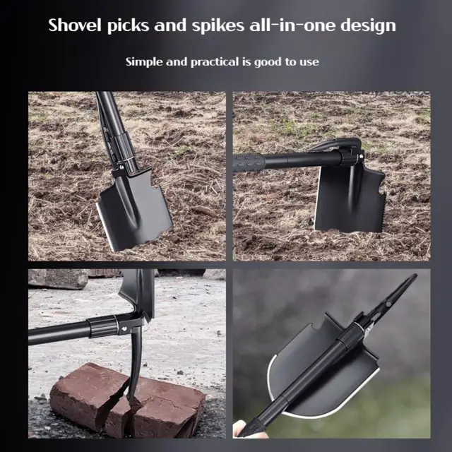 1pc Outdoor Small Foldable Camping Shovel, Multifunctional Hiking Entrenching Tool Portable Shovel 5