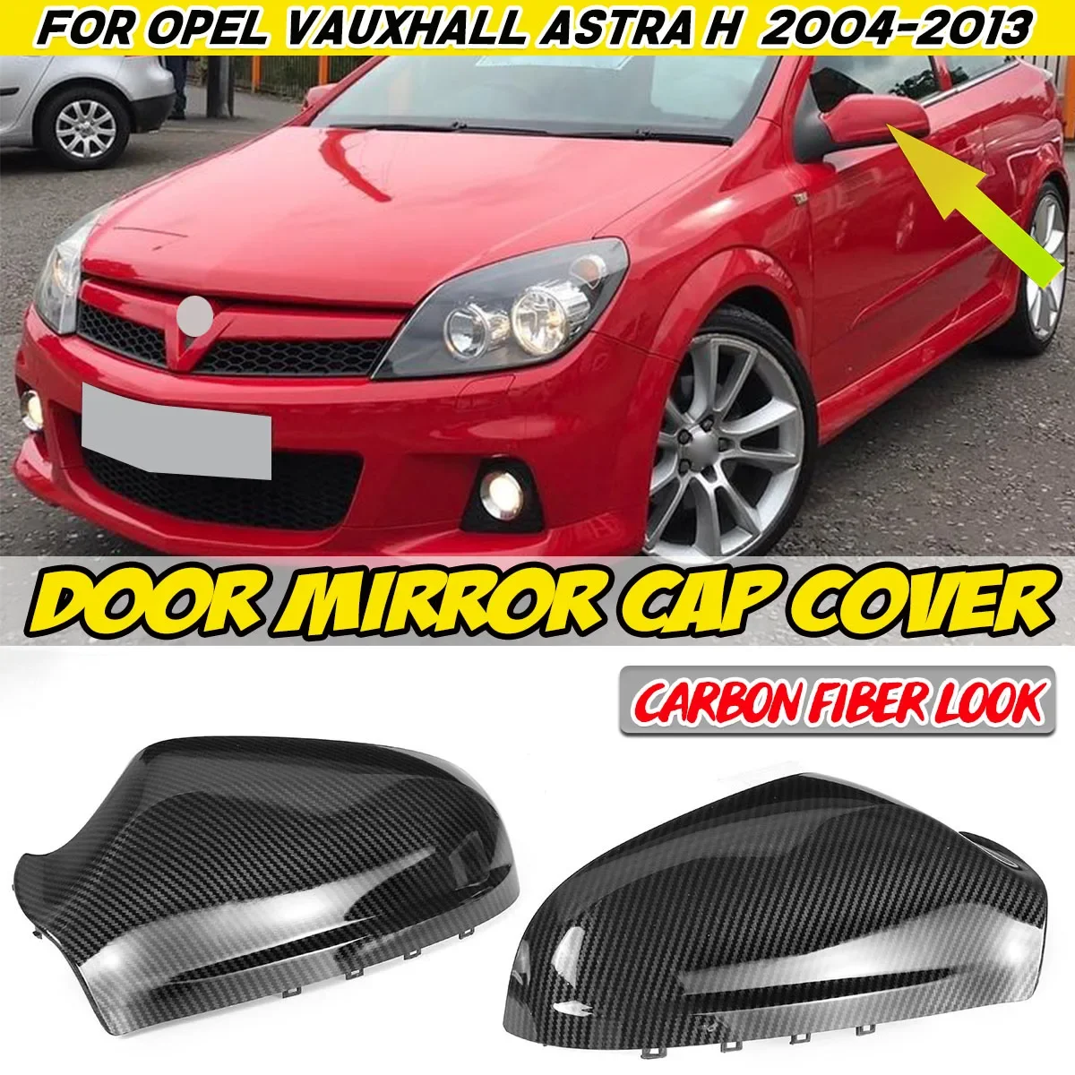 For Opel For Vauxhall For Astra H 2004-2013 Carbon Fiber Look Car Side Door Wing Rear View Mirror Cover Rearview Mirror Cover 1