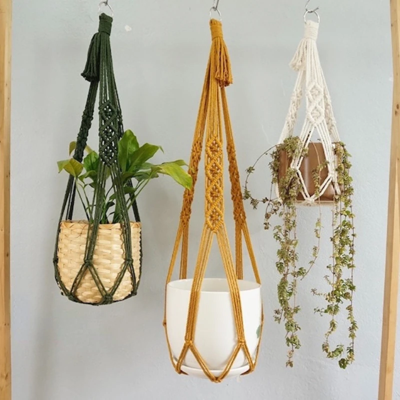 Handmade Macrame Plant Holder Cotton Various Styles Flower Pot Hanger Hanging Basket For Wall Decorantion Courtyard Garden Decor