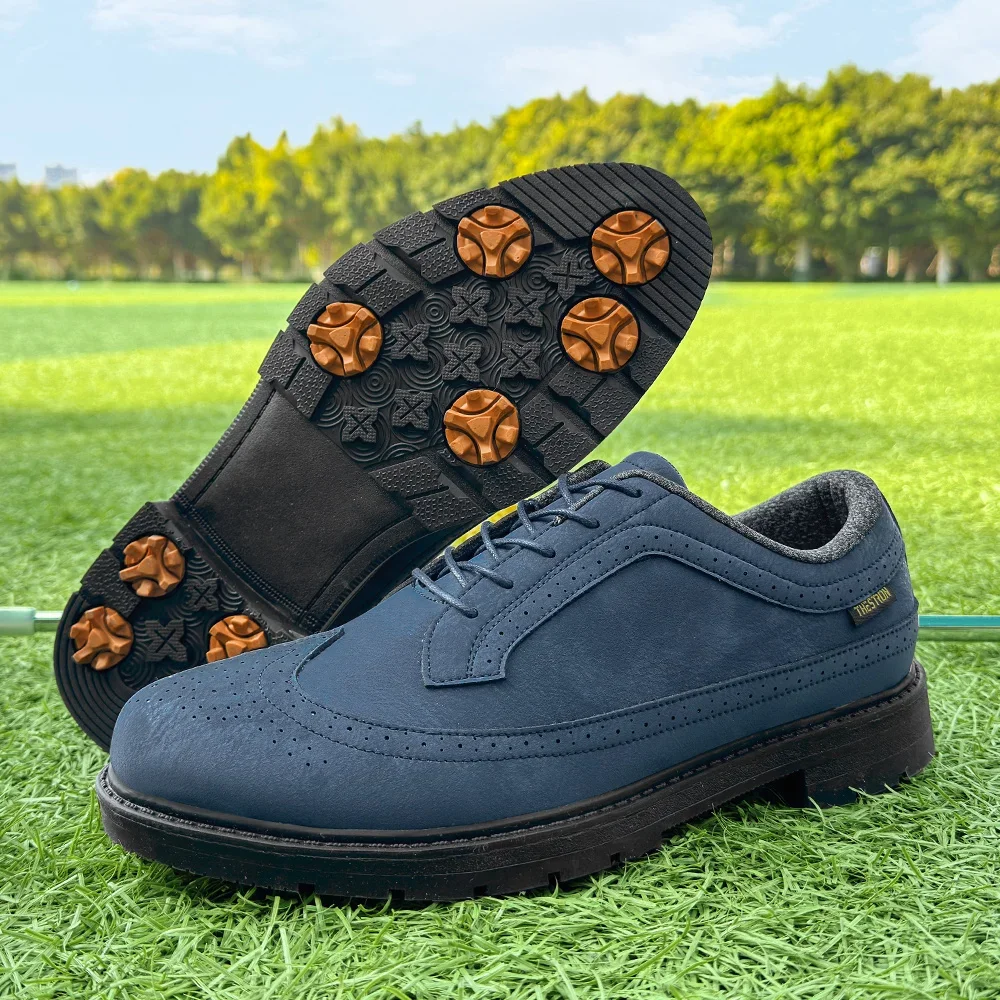 ゴルフシューズ メンズ ブローグスタイル Men Professional Golfer Shoes Retro Classic Brogue Style Spikes