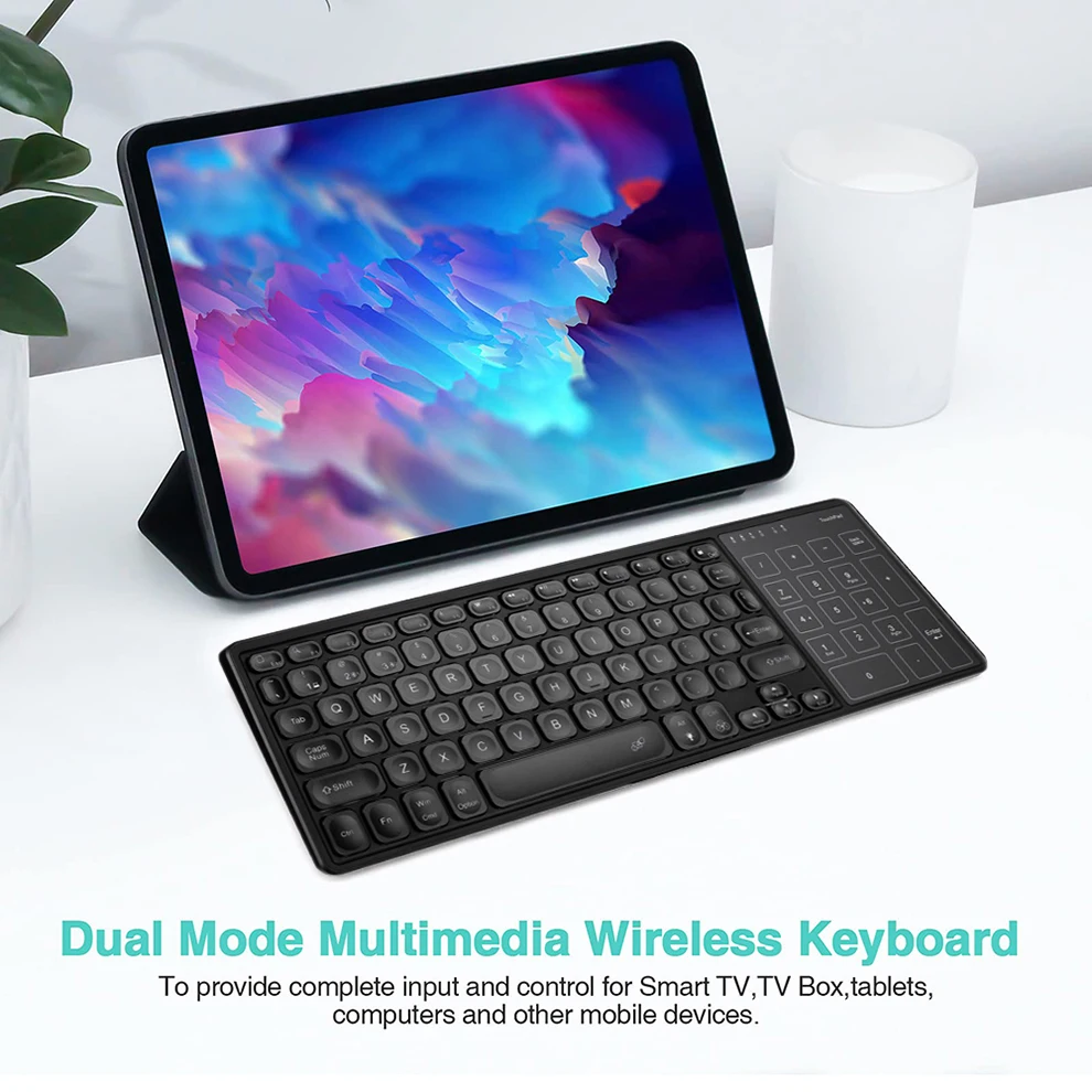 Teclado sem Fio Retroiluminado Bluetooth com Touchpad Ergonômico Apto para Android Windows Desktop Laptop pc tv Box 78 Chaves - Imagem 2