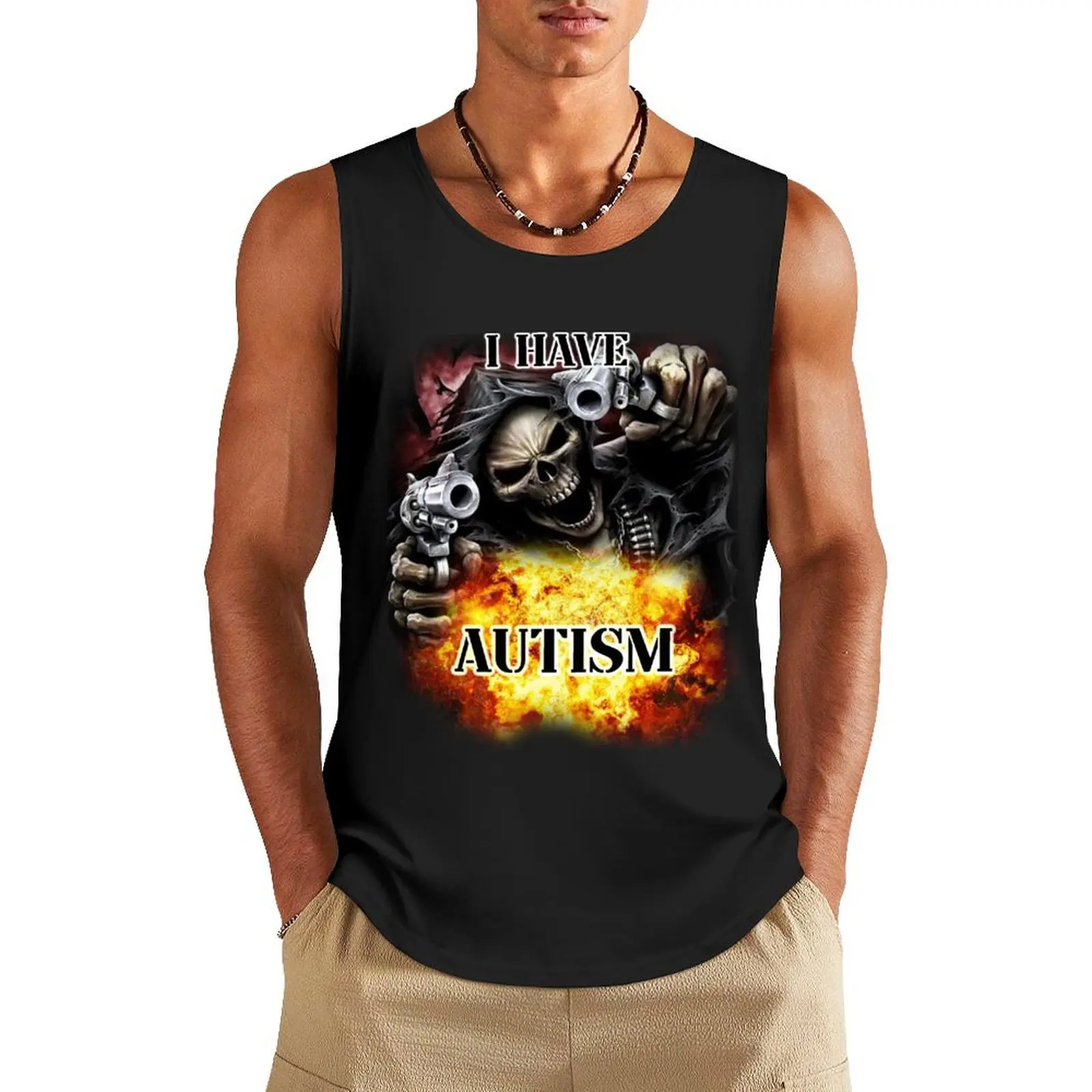 

i have autism Tank Top Sports shirt man gym shirt men