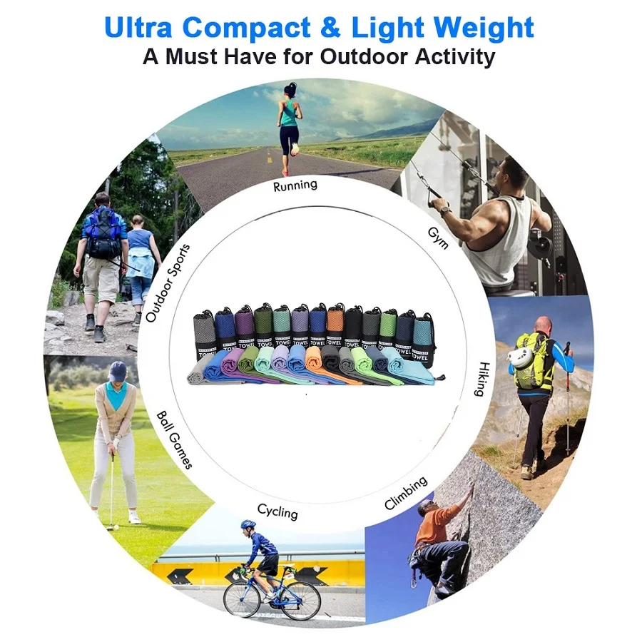 1PC Black Quick Drying Towel Portable Breathable Bath Towel Beach Camping Hiking Swimming Sports Microfier Bath Towel No Pilling 6