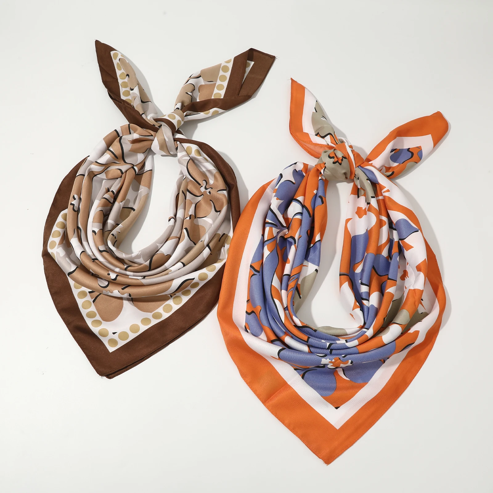 1pc Women Flower Printed Scarf Bandana Headscarf Female Square Scarves Small Shawls Neck Scarves Neckerchief For Ladies Girls