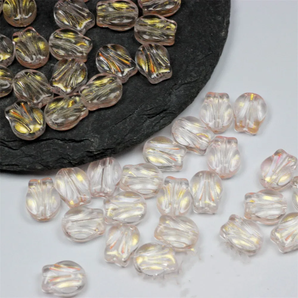 30pcs Multicolor Tulip Flower Glass Beads