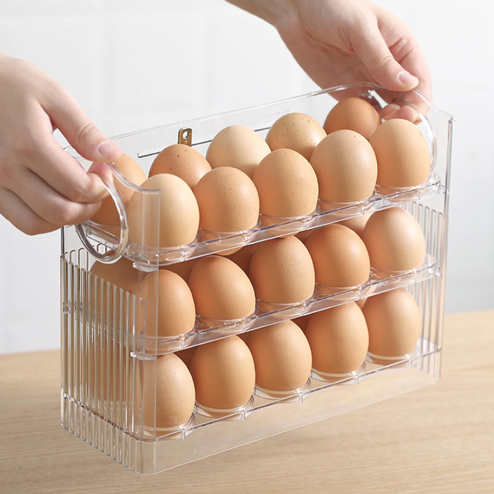 Egg Storage Container Refrigerator Egg Holder 3-Layer Flip