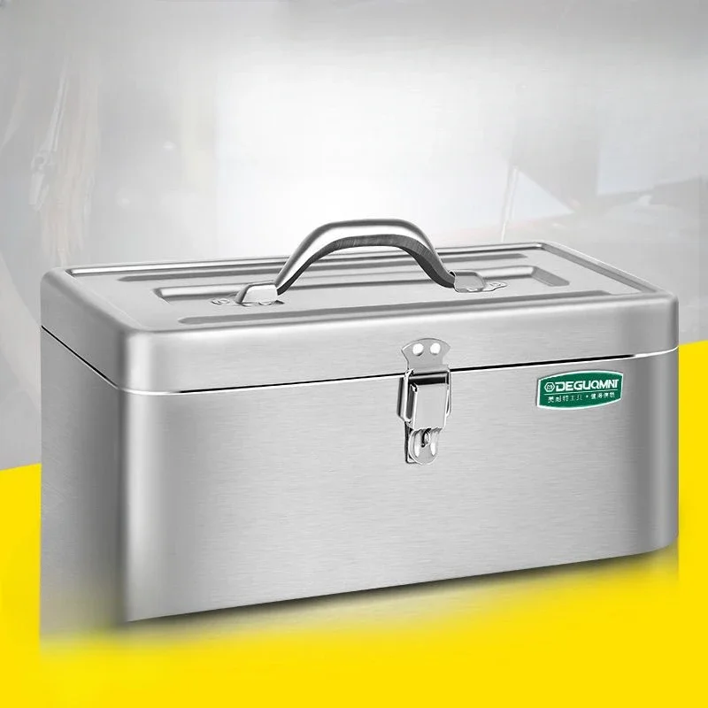 Tool box Car Mounted Household Multifunctional Stainless Steel Portable Large-sized Thickened Metal Sheet Box Locking Holes 5