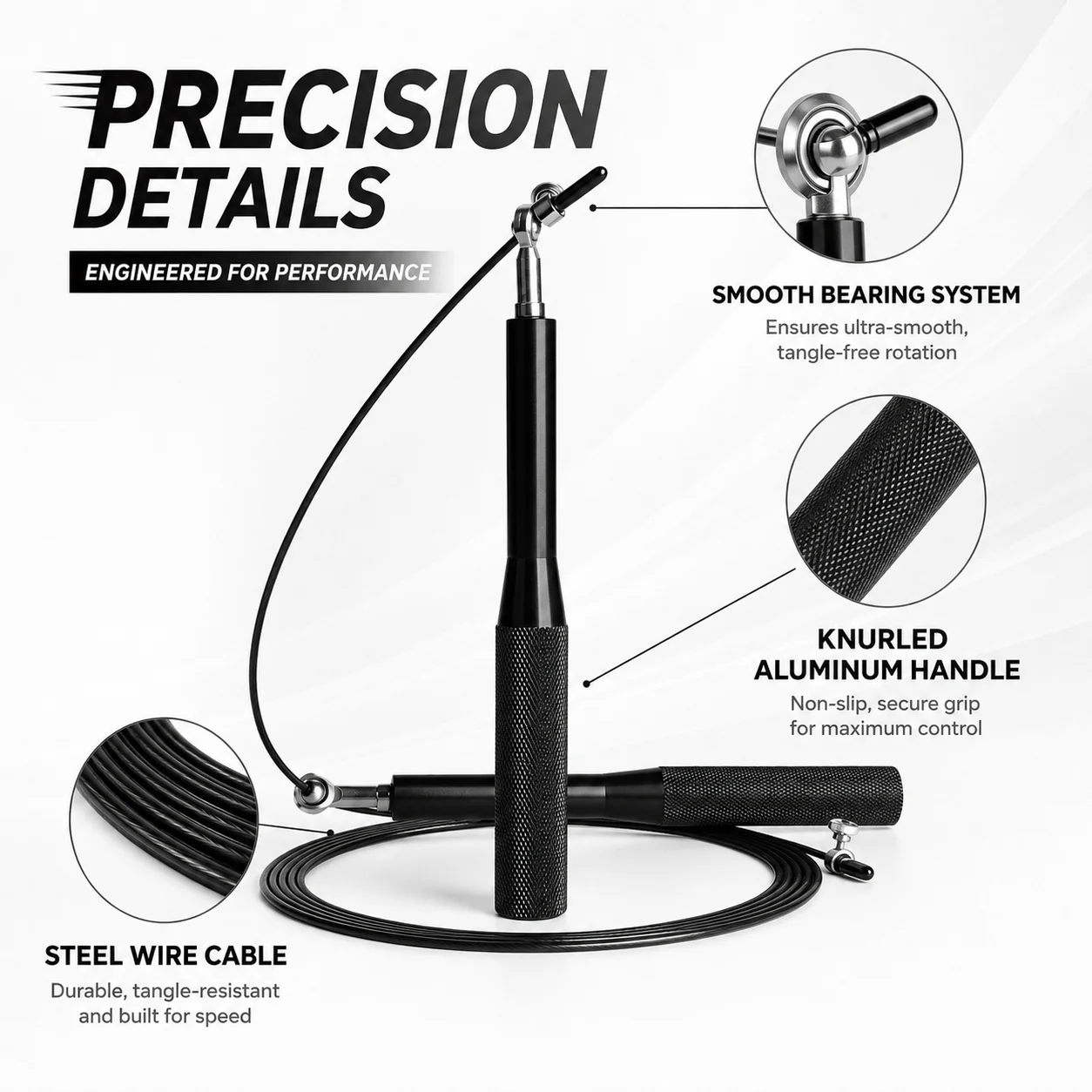High-Speed Adjustable Jump Rope with Aluminum Handles and Durable Carry Bag