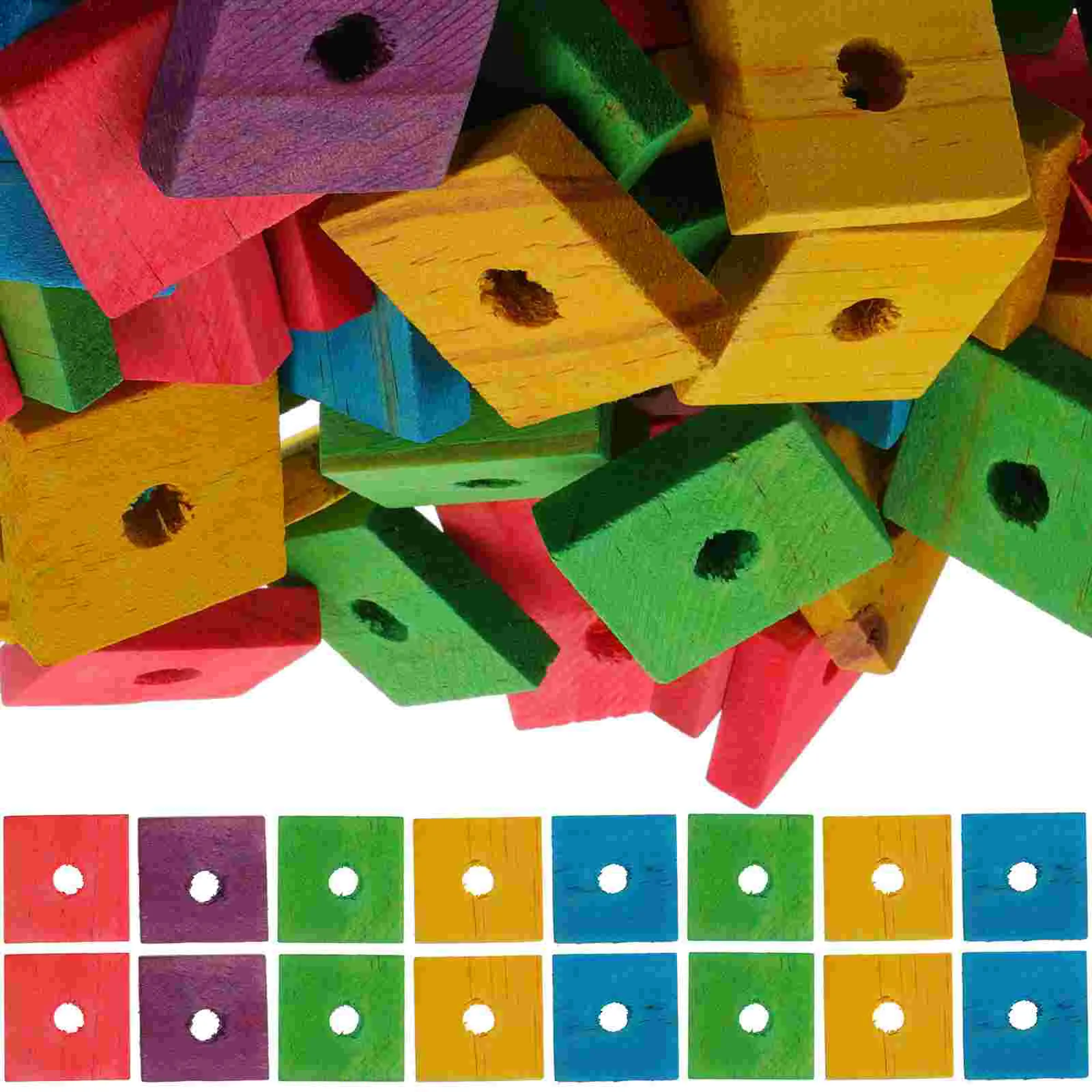 

Parrot Wooden Chip Toys Bird Playing Toys Parrot Bite Toys Natural Wooden DIY Parrot Toy Game Supplies Mix-Color Random