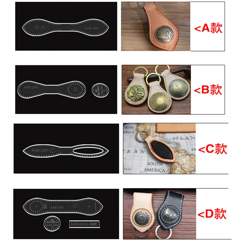 Acrylic Template for DIY Leather Craft, Keychain Pendant, Sewing Pattern, 1Set