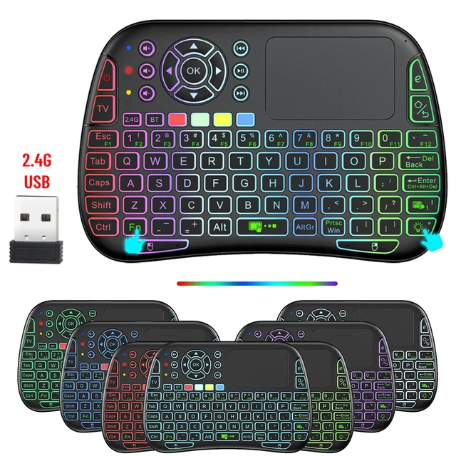 Mini clavier sans fil rétroéclairé, 2.4 ghz, anglais, russe, Bluetooth, Air  Mouse, télécommande, pavé tactile, pour Android TV Box, PC - AliExpress