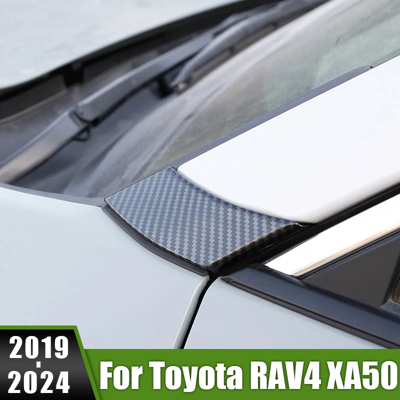 

For Toyota RAV4 XA50 RAV 4 Hybrid 2019 2020 2021 2022 2023 2024 ABS Carbon Car Front Window A Pillar Cover Trim Strip Sticker
