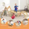 5 in 1 Pikler Triangle Set Wooden Montessori Climbing Set Inside Foldable with Ladder Ramp Arch Rocker and Slide Climbing Toys 4