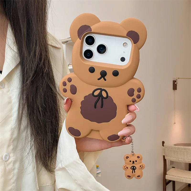 3D Cartoon Bear Silicone iPhone Case – Shockproof Cover — detail image 3