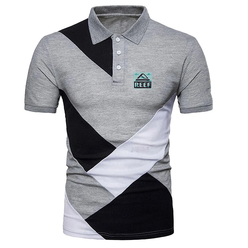 Reef 2023 Men New Summer Hot Fashionable Popular Three Color Stitching Shorts Sleeve Comfortable Polo Shirts Harajuku Tops