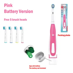 Electric Toothbrush with Soft Bristle Rotation and Gum Care for Enhanced Teeth Whitening (Pink 5 head)