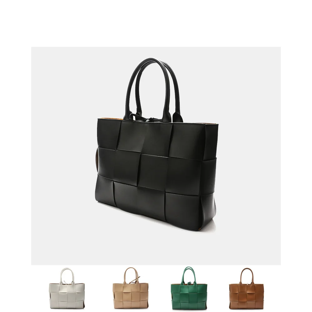 

Women's New Minimalist Cowhide Solid Color Large Capacity Korean Handbag