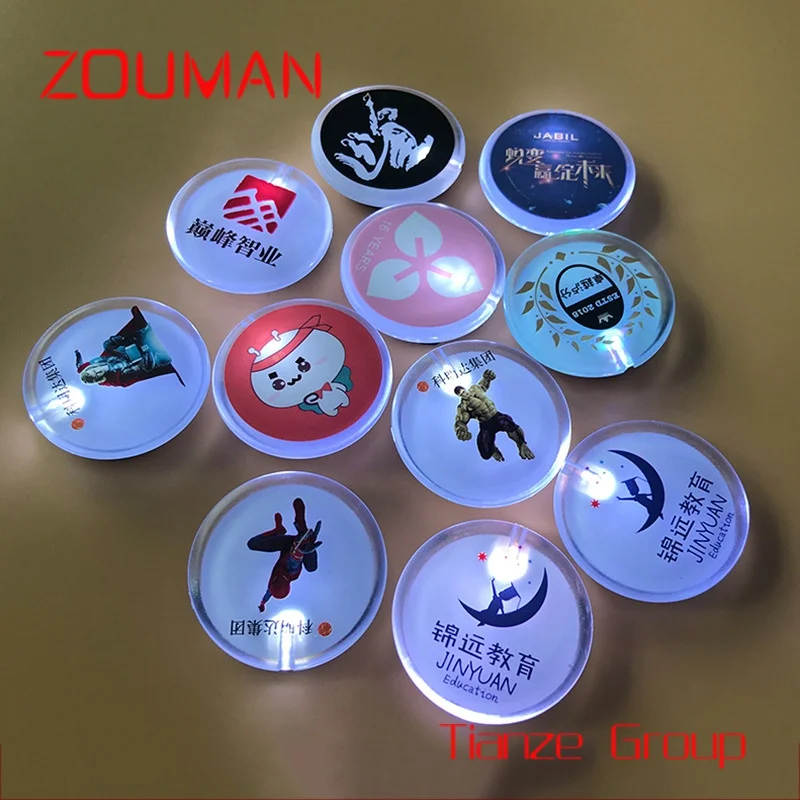 

Custom , Custom LED Acrylic Flashing Blank Button Badge Plastic Safety Pin Badge