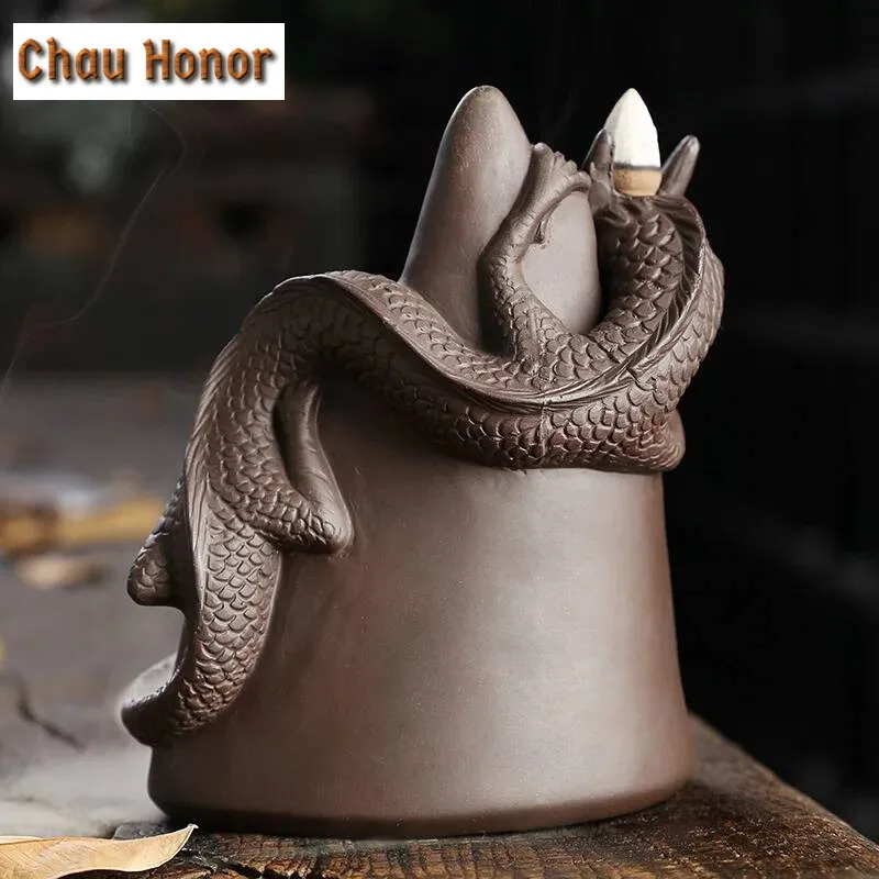 Lucky Dragon Waterfall Reflux Incense Burner Ceramic Handicraft Ornaments Supply Tea Ceremony Reflux Incense Burner Office Home