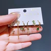 2023 New Design Cute Small Animal Pendant Dangle Earrings Set Gold Plated Green Cubic Zirconia Women Jewelry 5