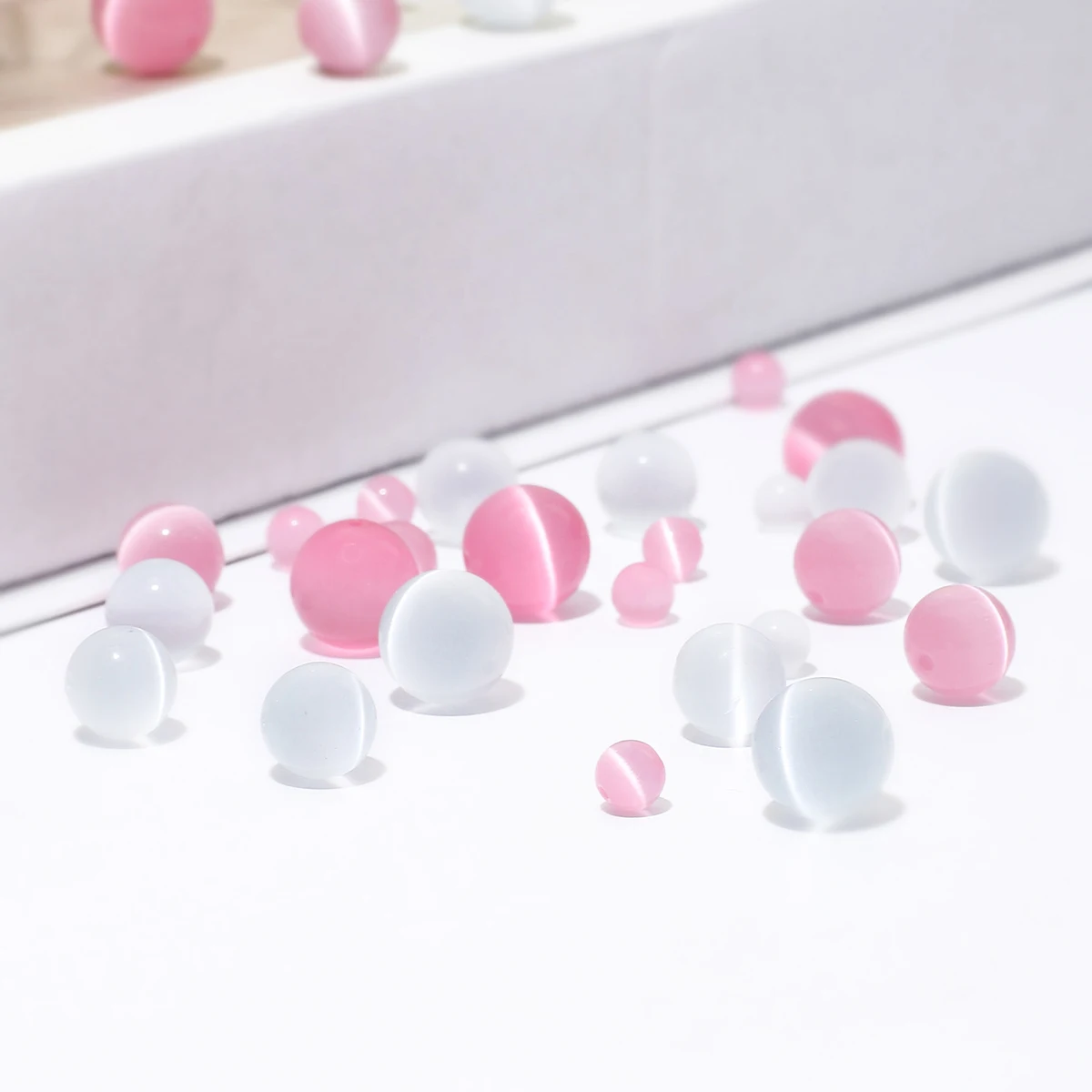 신장비즈 비즈 툴로 만드는 천연 담수 진주 펀치, 쥬얼리 DIY를 위한 느슨한 비즈, 목걸이와 팔찌 액세서리 제작 10 천연석 핑크 화이트 월장석 고양이 아이 비즈, 쥬얼리 제작, 부드러운 루즈 스페이서 비즈, 오팔 DIY 매력 팔찌 목걸이