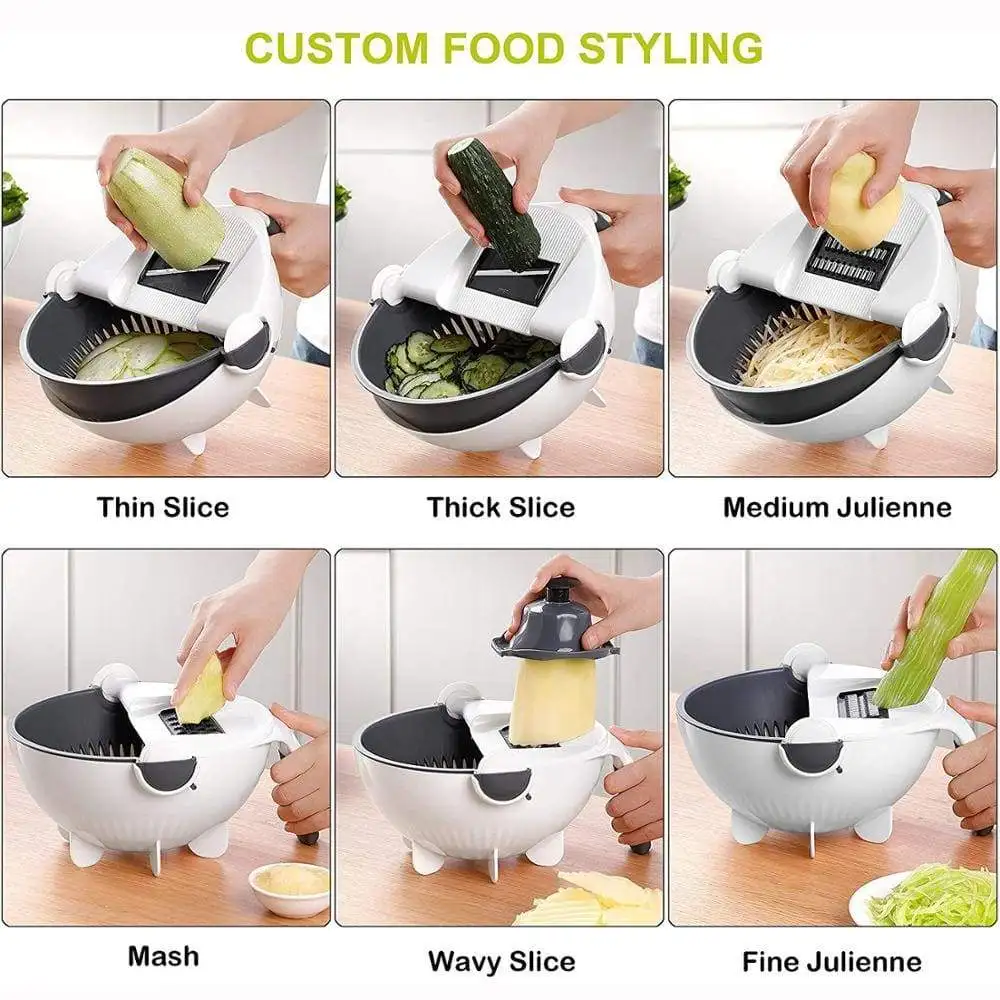 

10pcs Multifunctional Cutter Vegetable Basket Potato Slicer Carrot Fruit Grater Kitchen Accessories Gadgets Steel Blade Kitchen