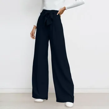 Dress Pants for Women Business Casual Petite Women Wide Leg High Waist Trousers Lightweight Loose Linen Pants Women Summer 4