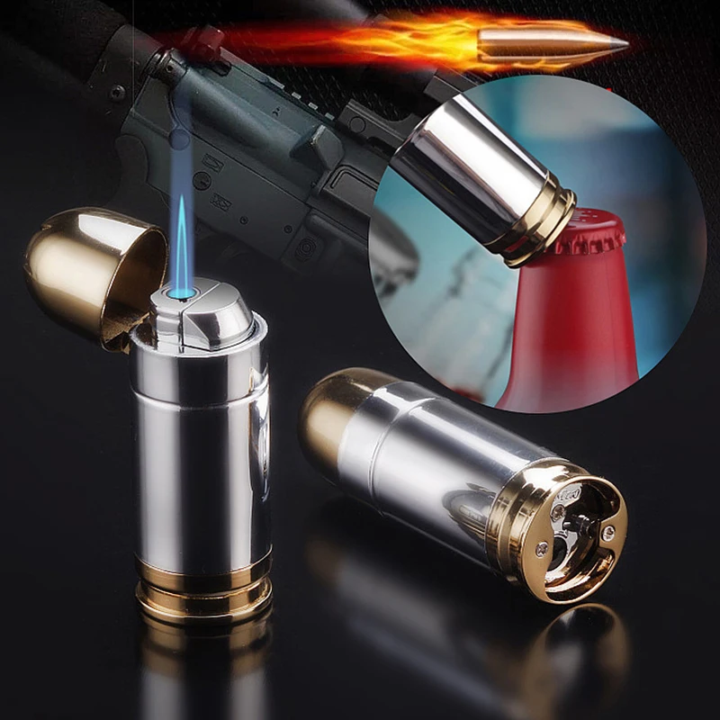 

Creative Mini Bullet Windproof Bullet Jet Flame Butane Gas Refillable Lighter BBQ Flame Ignition Tools