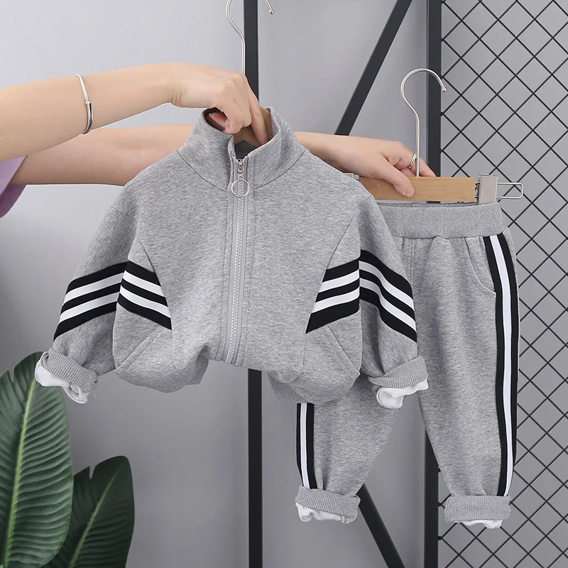Spring and Autumn Children's Clothing Baby Corduroy Long Sleeve Set Boys and Girls' Letter Zipper Cardigan Casual Sports Two Pie,kids clothes
