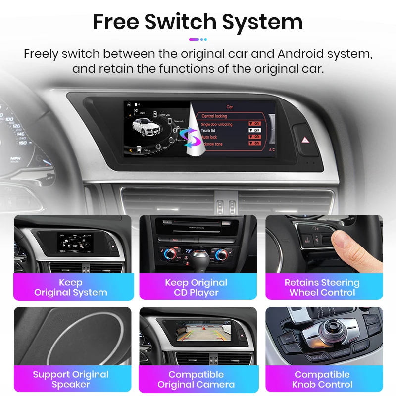 Junsun 8,8 pulgadas CarPlay para Apple Radio de coche Multimedia para Audi A4 A4L B8 2009-2016 4G Bluetooth inalámbrico Android Auto estéreo 3