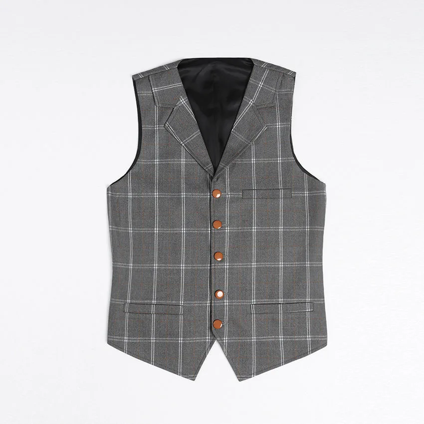 Z249British style slim fit suit collar plaid groom business suit vest