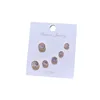 Classic 3 Pairs Square Heart Round Cubic Zircon Stud Earrings Set Gold/Silver Color Crystal Jewelry 6