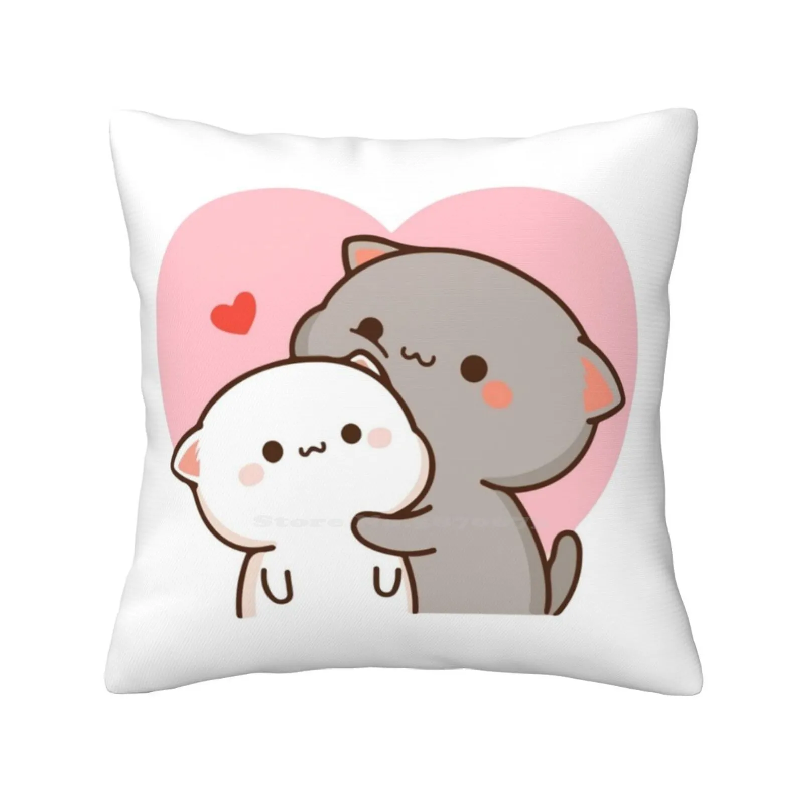 

Love Peach And Goma Hug Funny Cute Decor Square Pillowcase Peach And Goma Love Romantic Cat Hugs Together Mochi Mochi Cat Peach