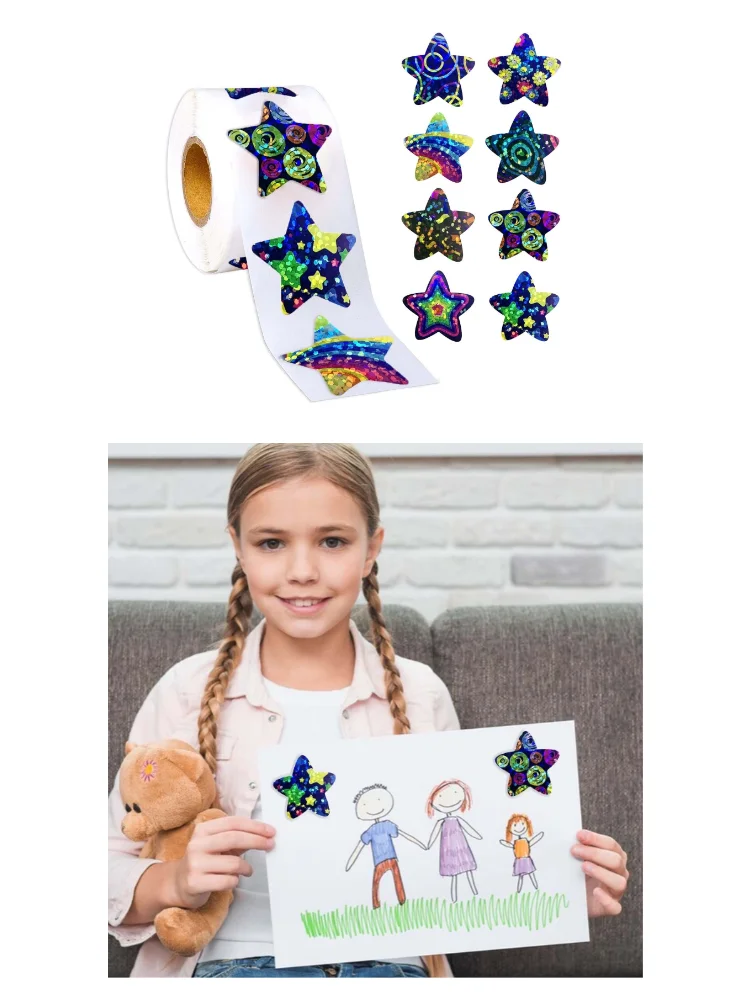 Blue Star Stickers Roll - Cartoon Starry Sky Rewards and Party Gift