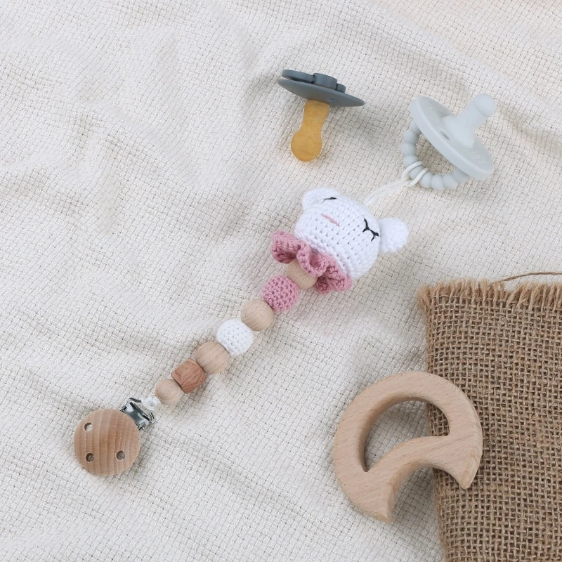 Animal Crochet Pacifier Chain Nipples Holder for Newborn Dummy Chains Soother Chew Teething Toy Cartoon Feeding Gift Dropship