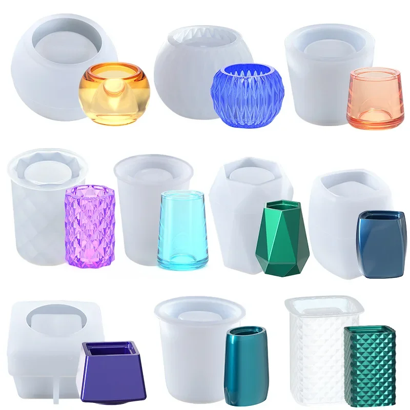 Small Flowerpot Cement Silicone Molds DIY Craft 10 Styles Storage Bottle Candle Holder Cup Epoxy Resin Mold for Concrete Pen Box silicone molds