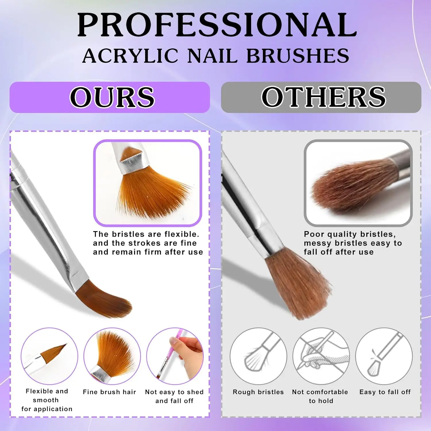 Acrylic Nail Brush Set 6/10Pcs Nail Art Brush 3D Nail Engraving Professional Nail Art Design Brush Tool Kit Gel Brush for Nail 3