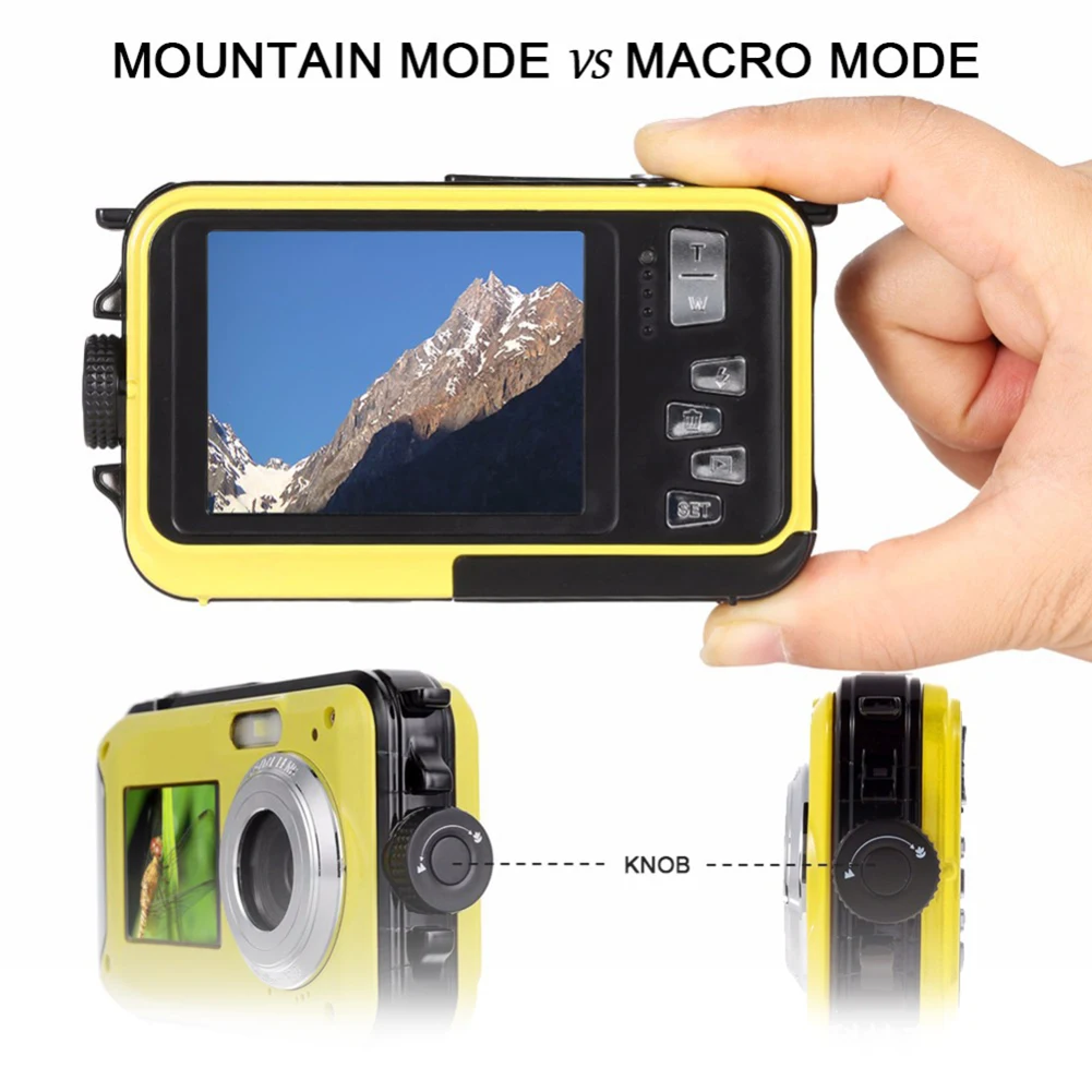 Waterproof Anti-Shake Digital Camera 1080P Full HD 2.4MP Dual Screen Selfie Video Recorder LED Fill Light 16x Zoom Function digital camera with wifi