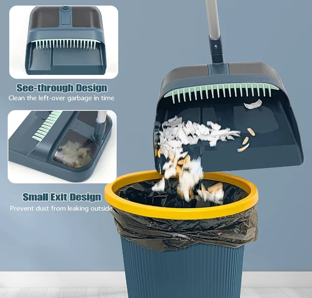 Dust Pan and Broom/Dustpan Cleans Broom Combo with 54 Long Handle for Home