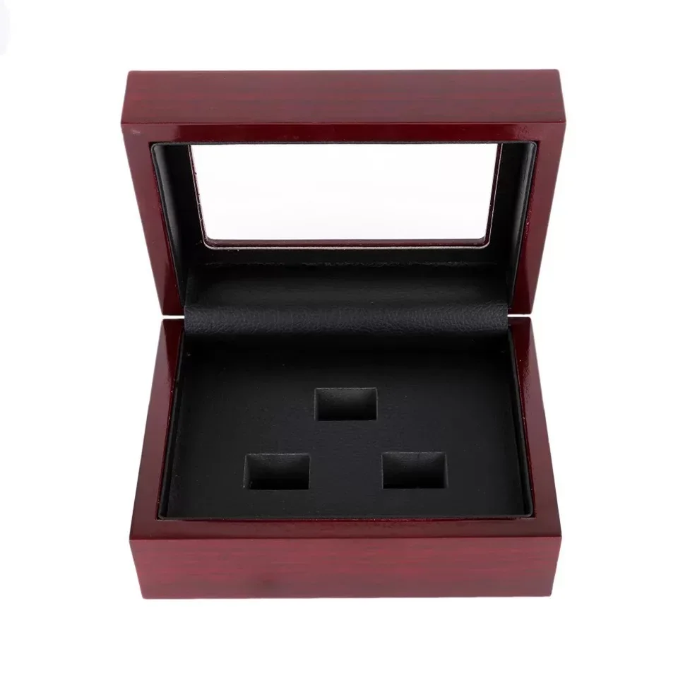 3-hole championship ring packaging decoration box Solid wood display box Souvenir Gift packaging ring set