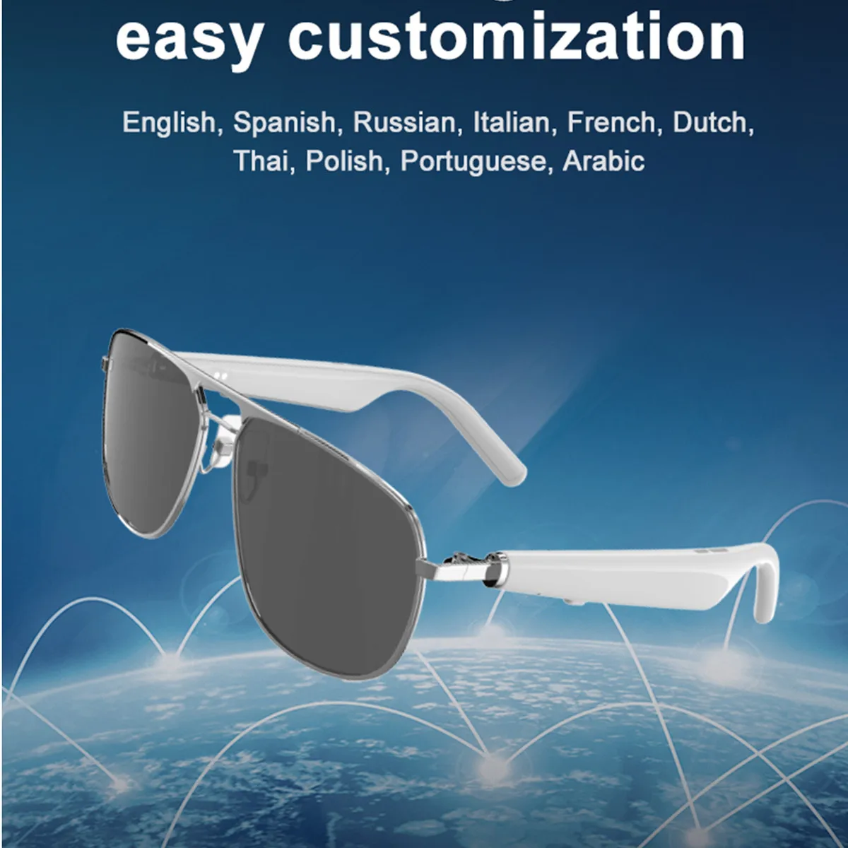 Smart Glasses AI Translator Bluetooth Sunglassess UV Protect Answer Call Remote Camera Voice Assistant Smartglasses for Man