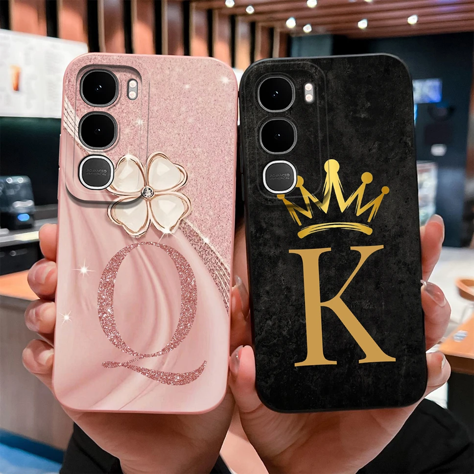 Couple Phone Case Luxury A to Z Letters Soft Silicone Anti-Drop Shell Full Protection Cover